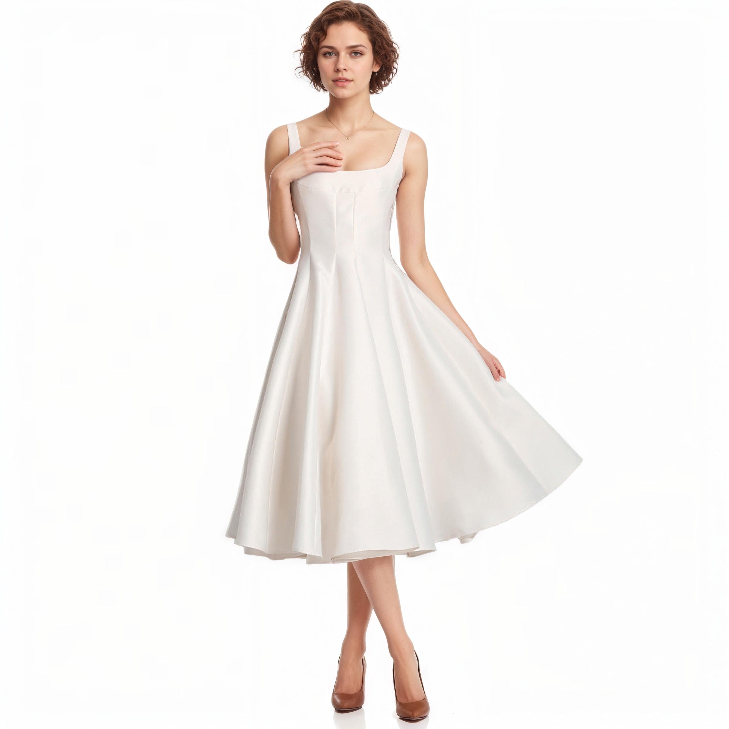Celine Bloom High-Waist Midi Dress — fabric and detail