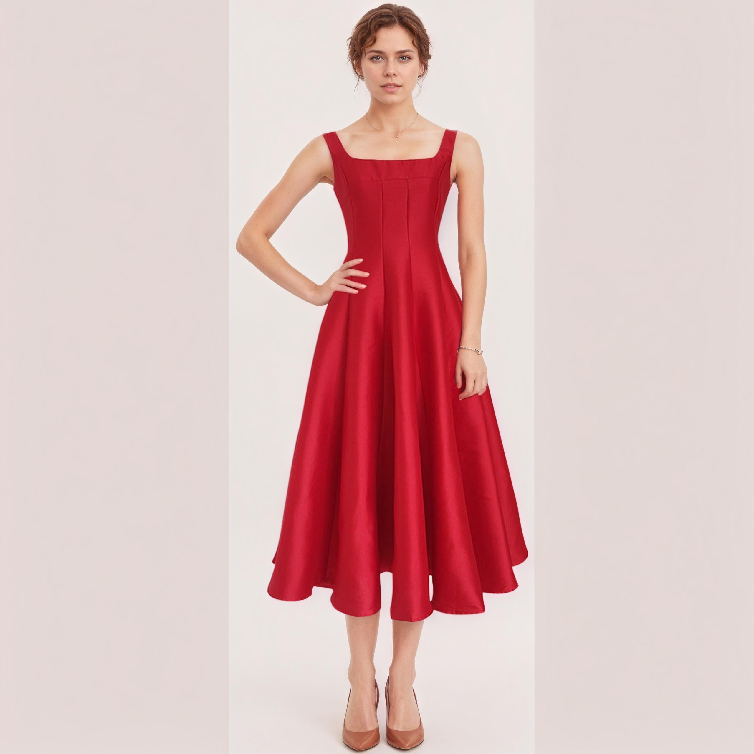 Celine Bloom High-Waist Midi Dress — back view