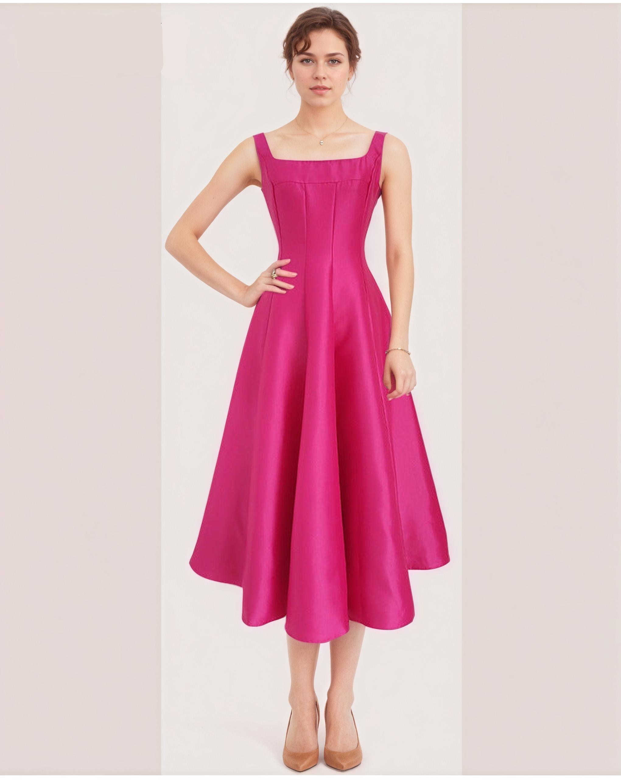 Celine Bloom High-Waist Midi Dress — close-up detail