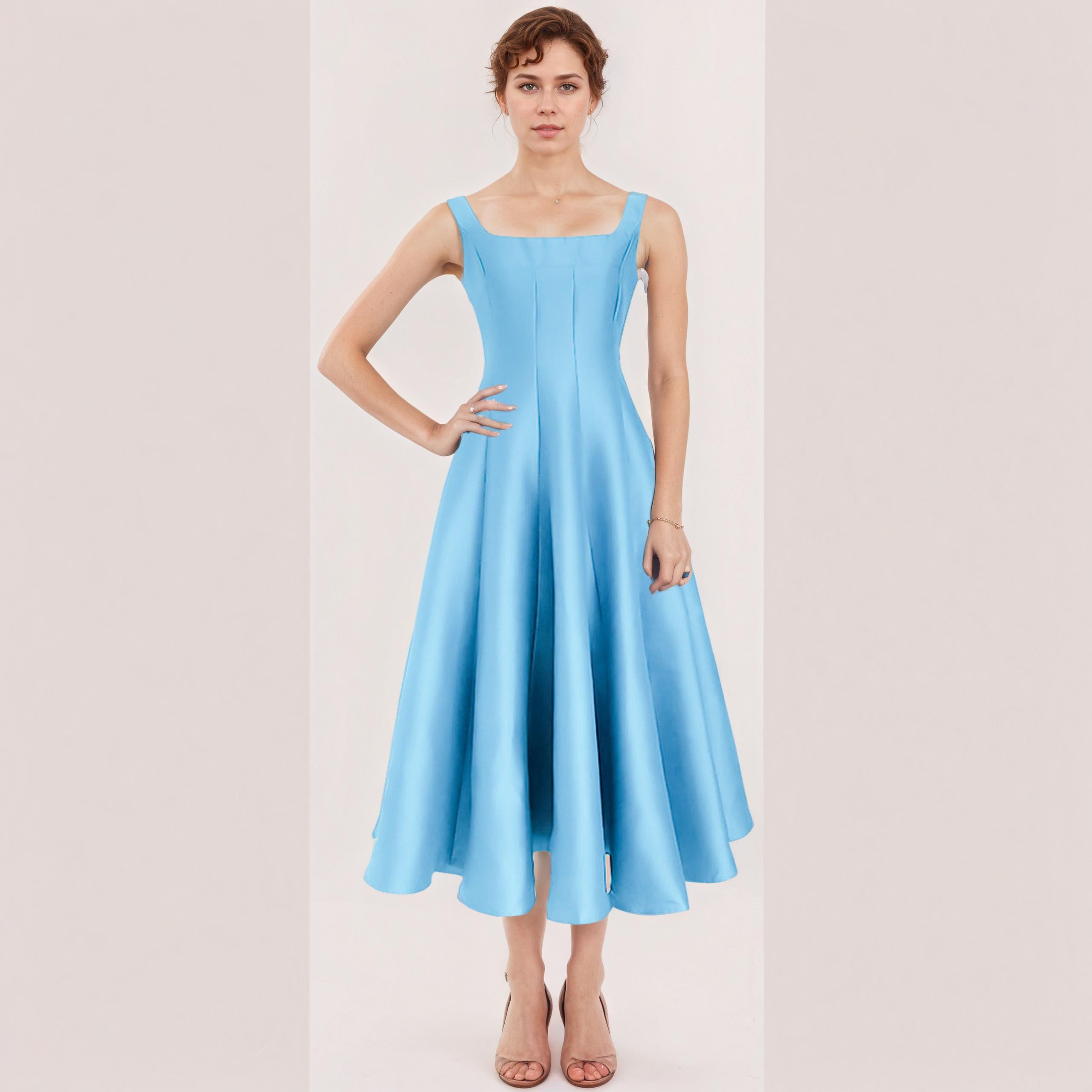 Celine Bloom High-Waist Midi Dress — model wearing