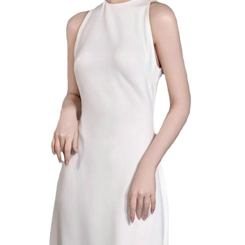 Chiara Ivory Satin Halterneck Open-Back Gown - photo 5 | Orabella