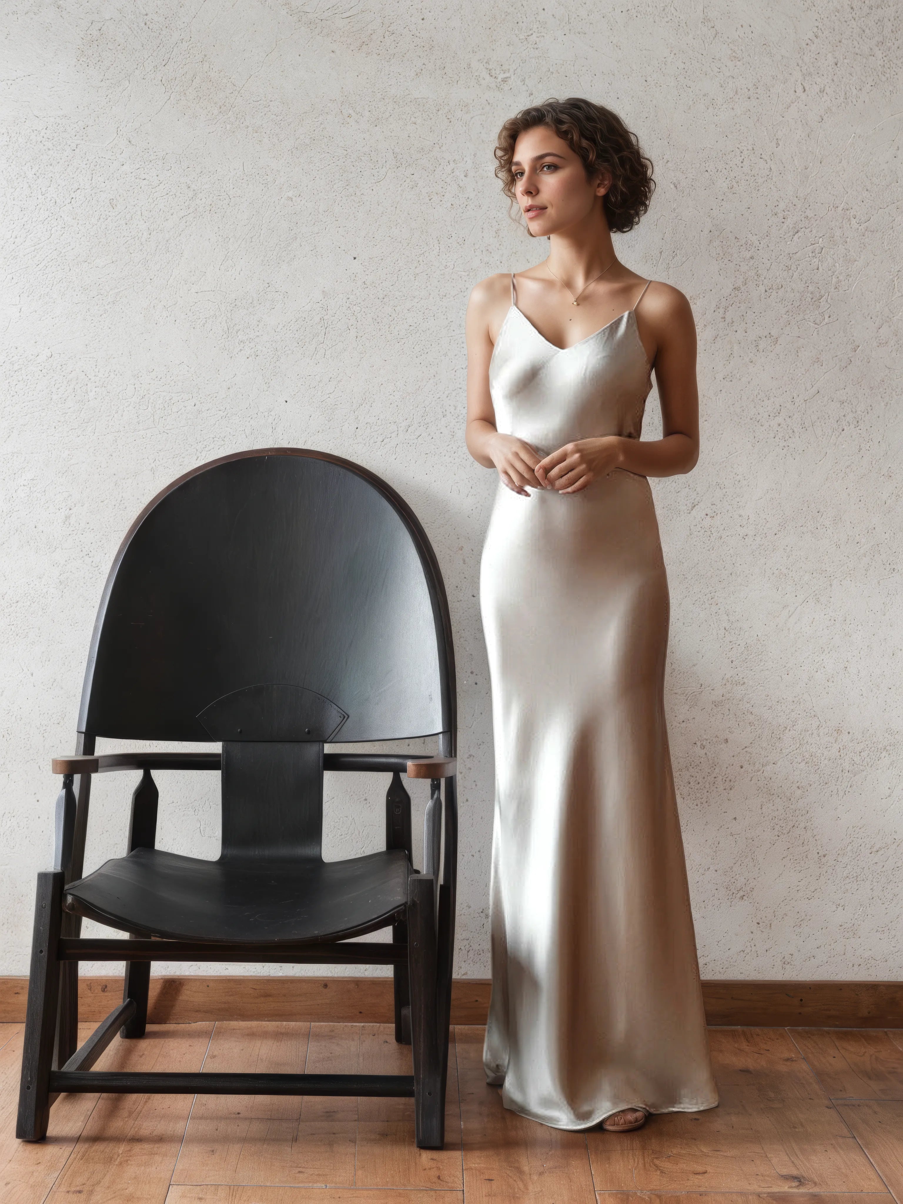 Clara Oblique-Cut Acetate Satin Slip Dress — front view