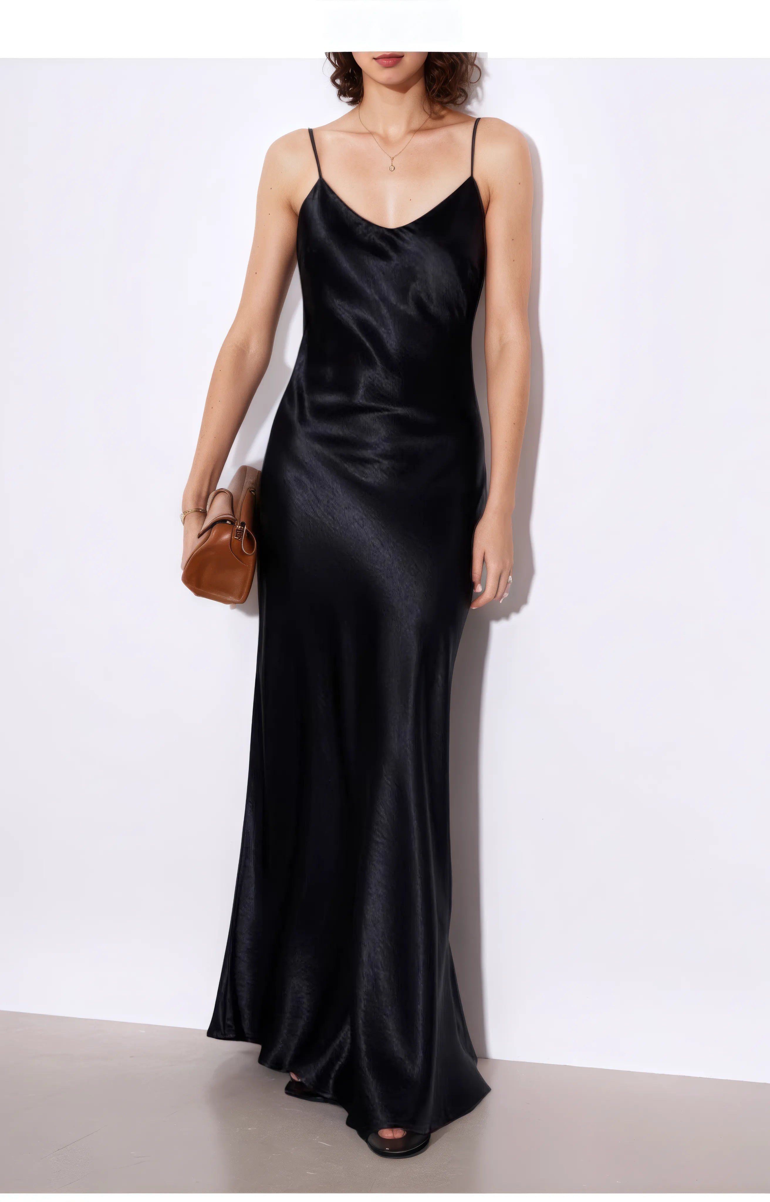 Clara Oblique-Cut Acetate Satin Slip Dress — back view