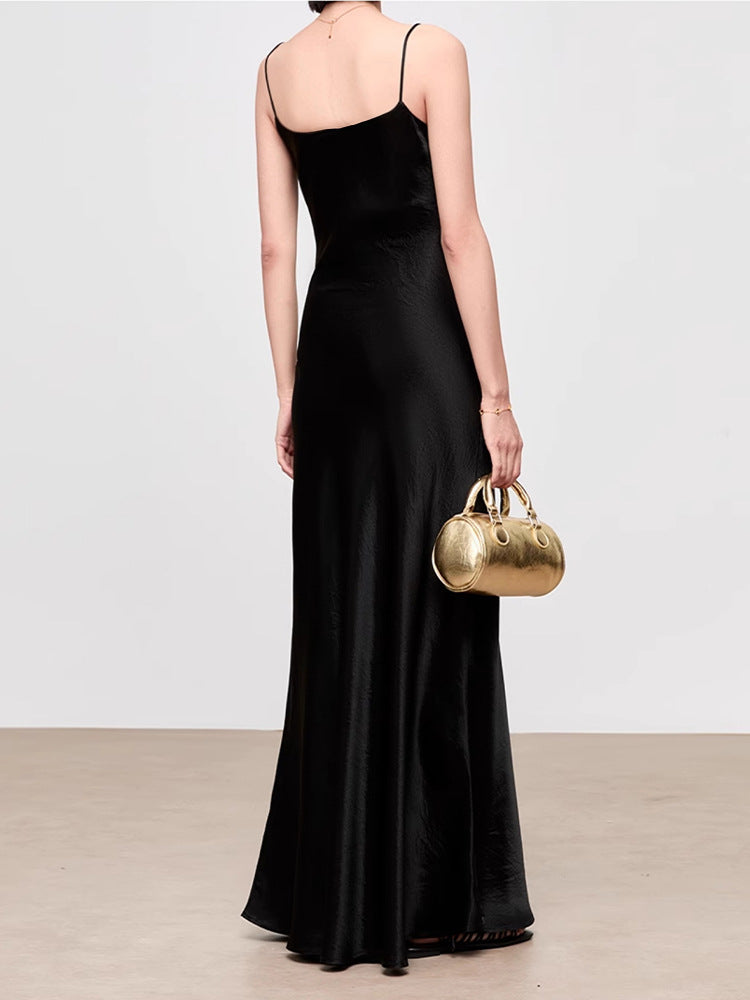 Clara Oblique-Cut Acetate Satin Slip Dress — side view