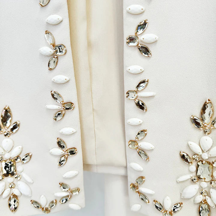 Luxury Beaded Cardigan and Satin Skirt Duo