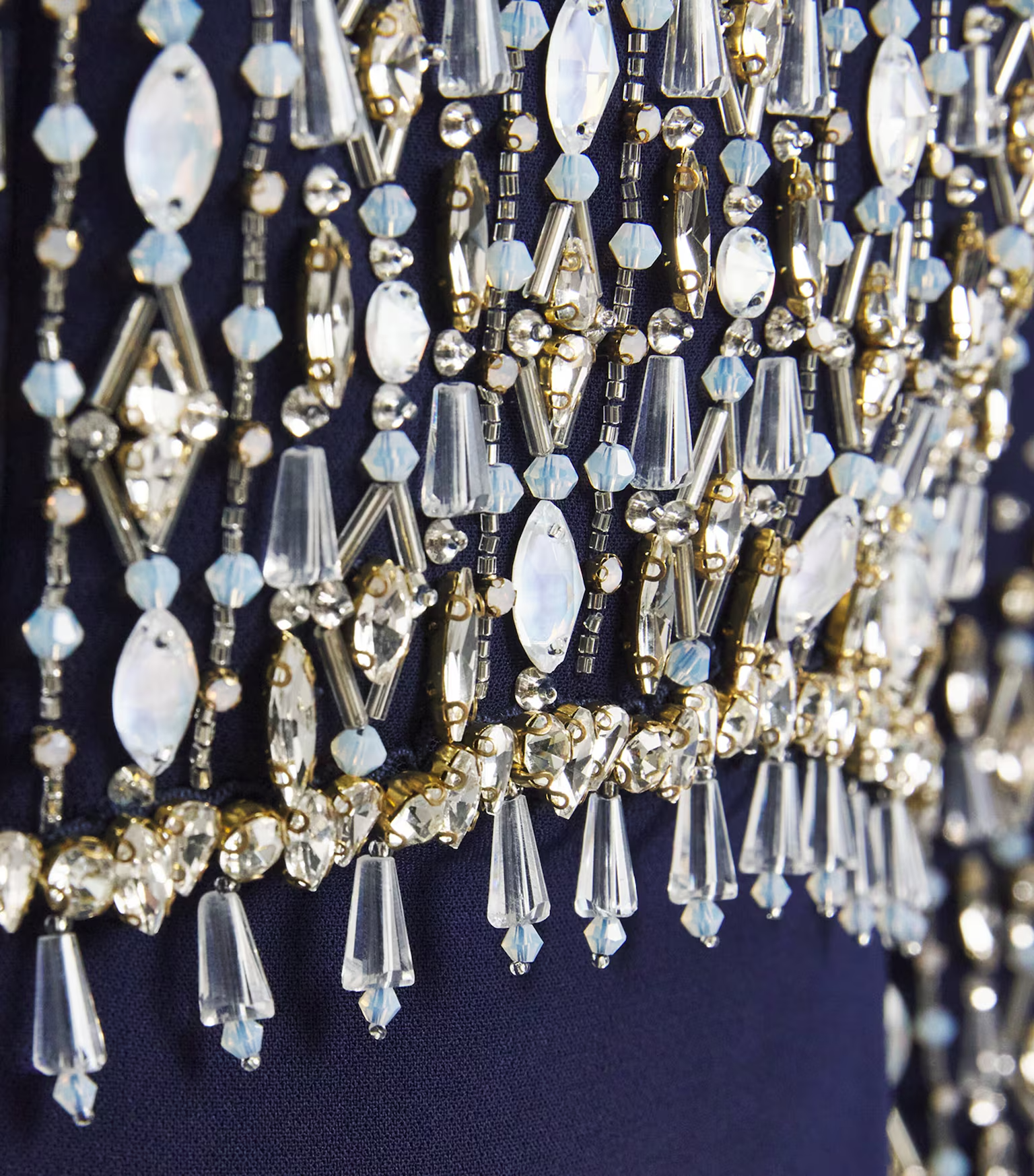 Royal Twilight Jewel-Cascade Sleeve Dress