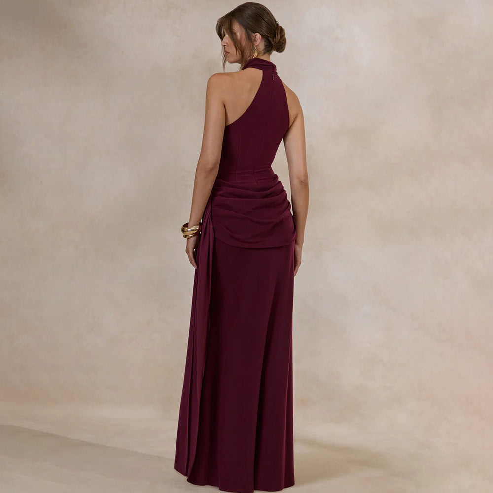Cora Halterneck Draped-Hip Column Evening Dress - photo 2 | Orabella