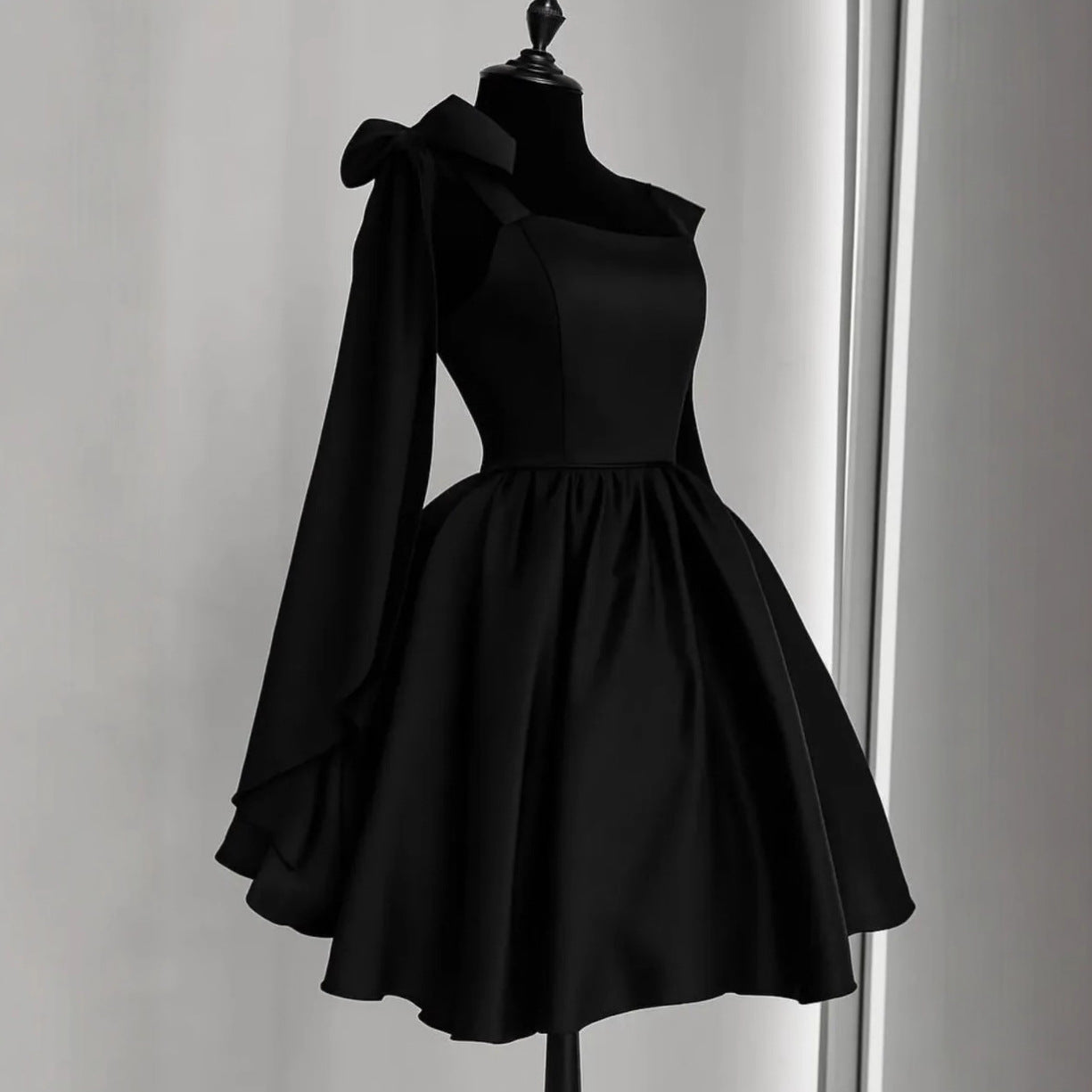 Cordelia Black A-Line Mini Dress — full length