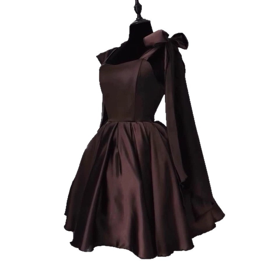 Cordelia Black A-Line Mini Dress — back view