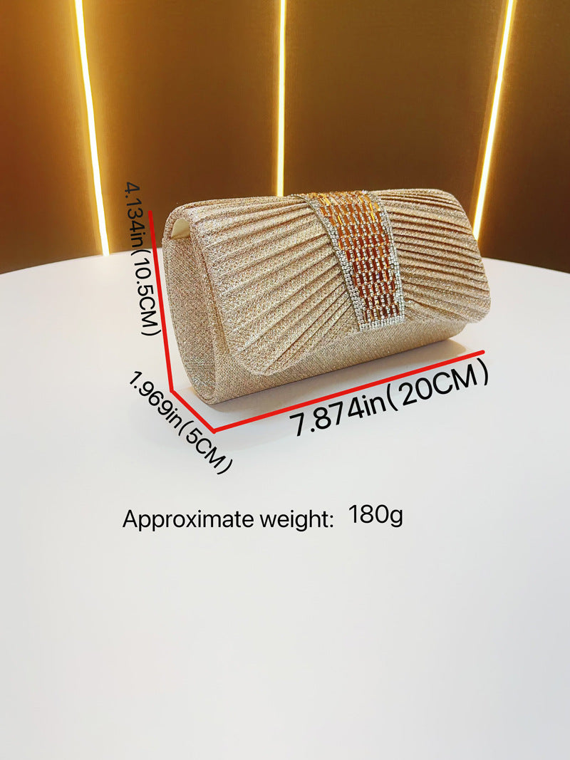 Crystal Band Pleated Evening Clutch — back view