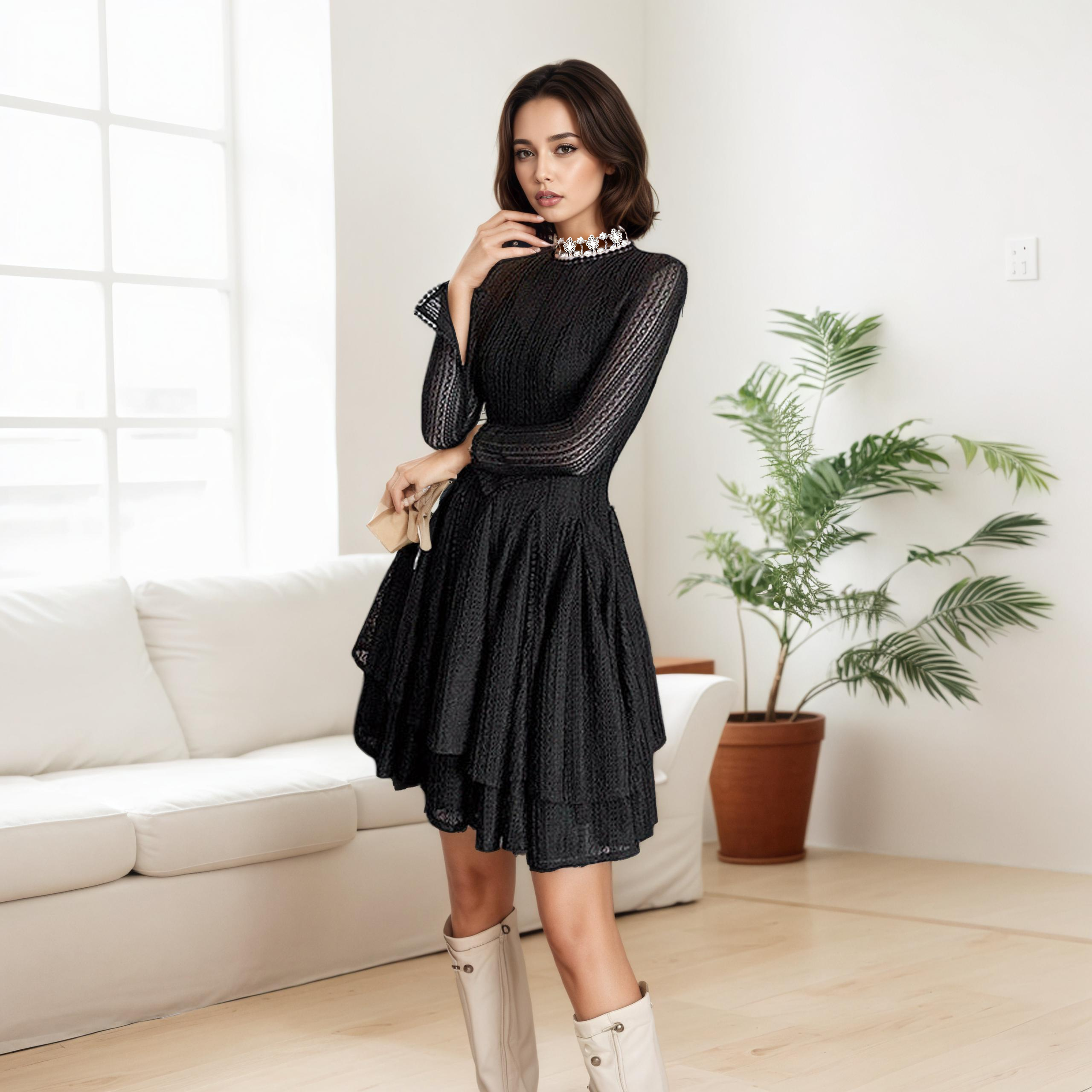 Charlotte Tiered Lace Puff Mini Dress