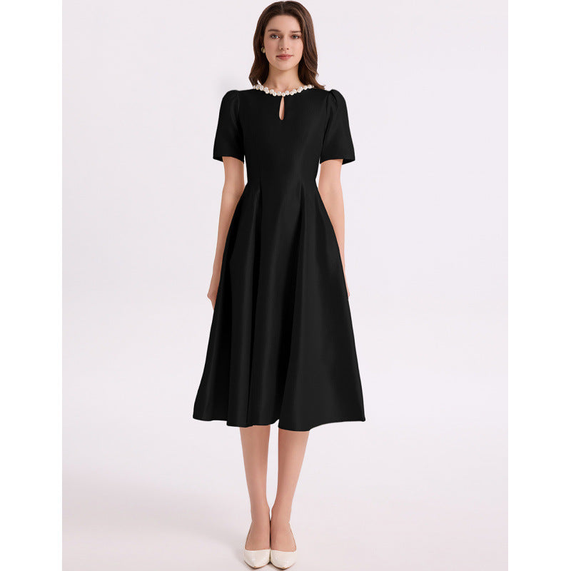 Daria Black Organza Maxi Dress — front view