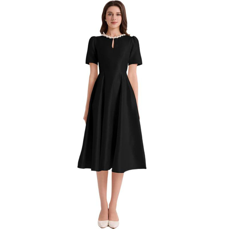 Daria Black Organza Maxi Dress — back view