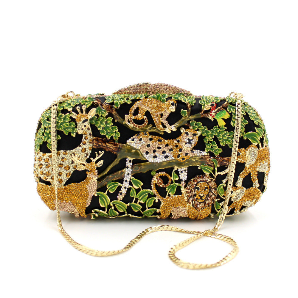 Diamond-Encrusted Signature Banquet Clutch — neckline detail