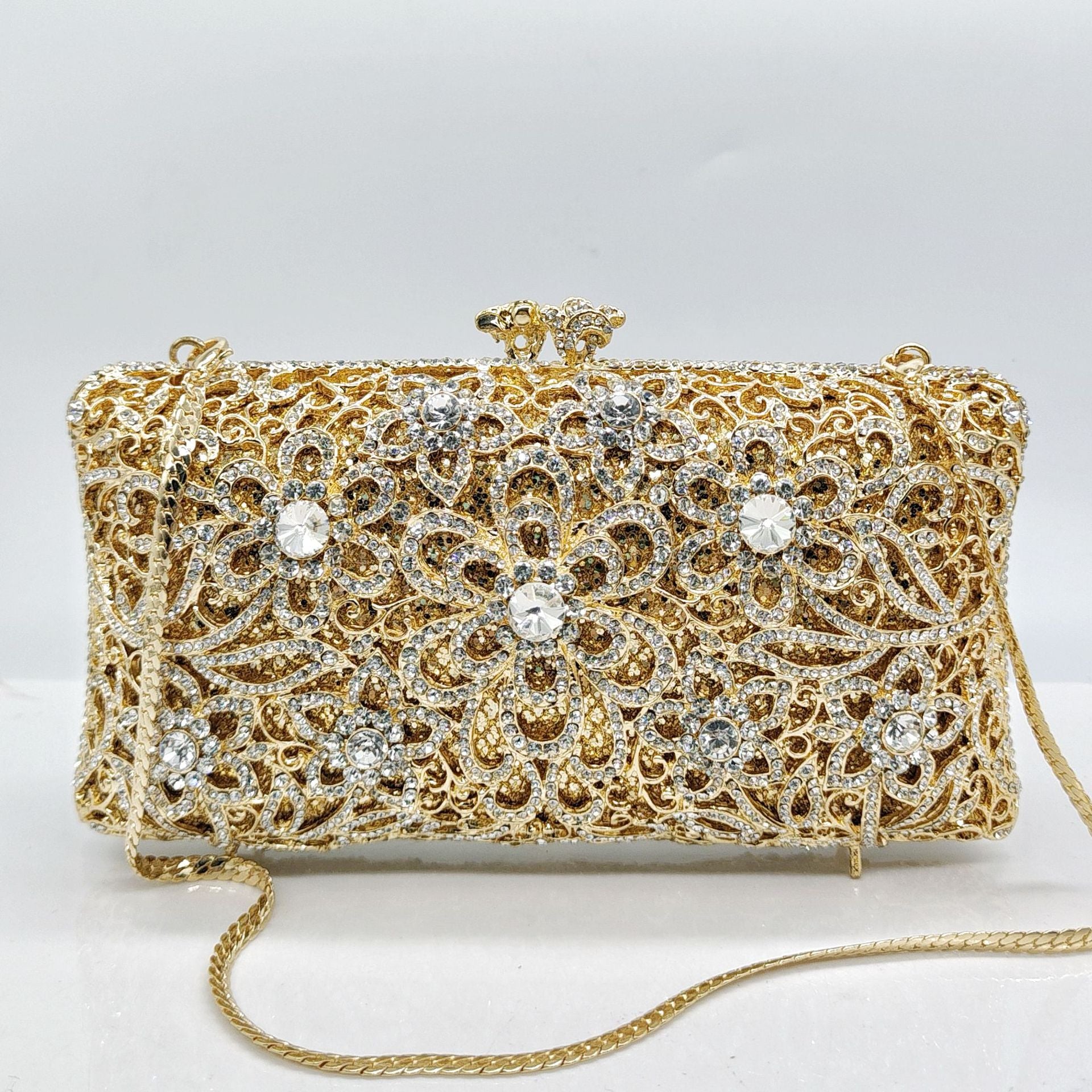 Diamond-Encrusted Signature Banquet Clutch — back view