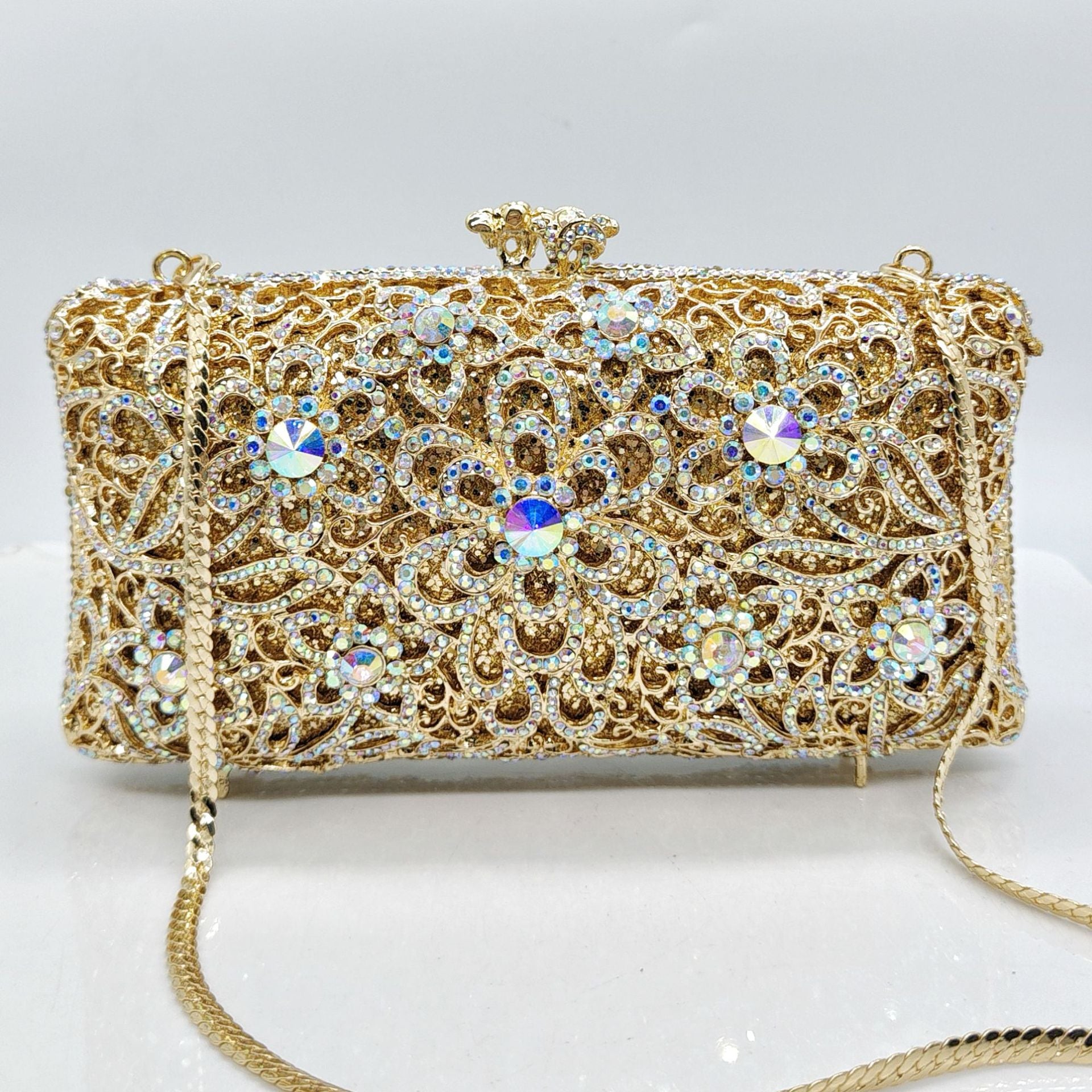 Diamond-Encrusted Signature Banquet Clutch — side view