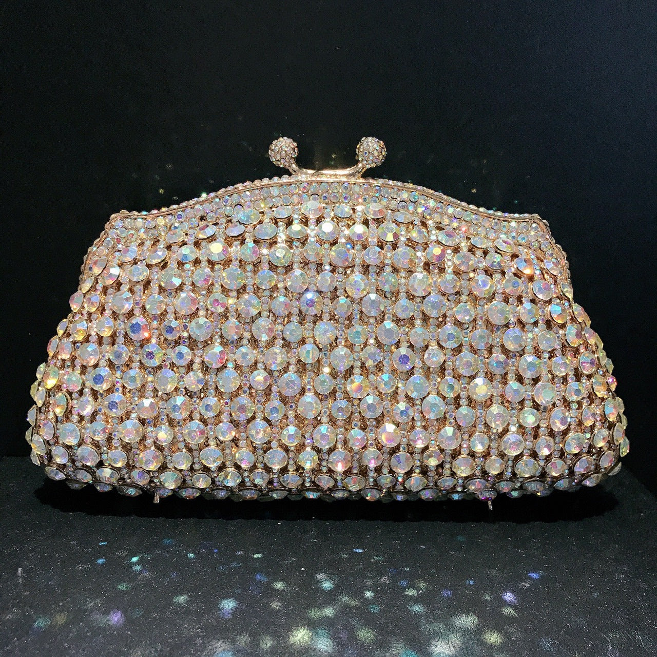 Diamond-Encrusted Signature Banquet Clutch — model wearing