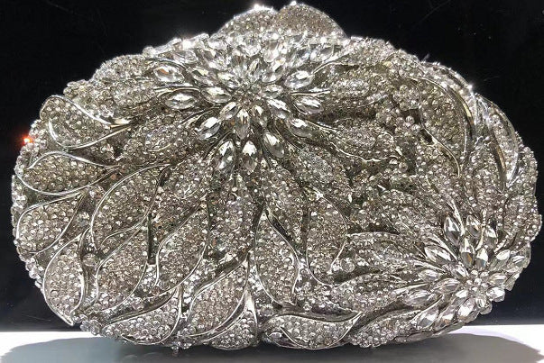 Diamond-Encrusted Signature Banquet Clutch — hem detail