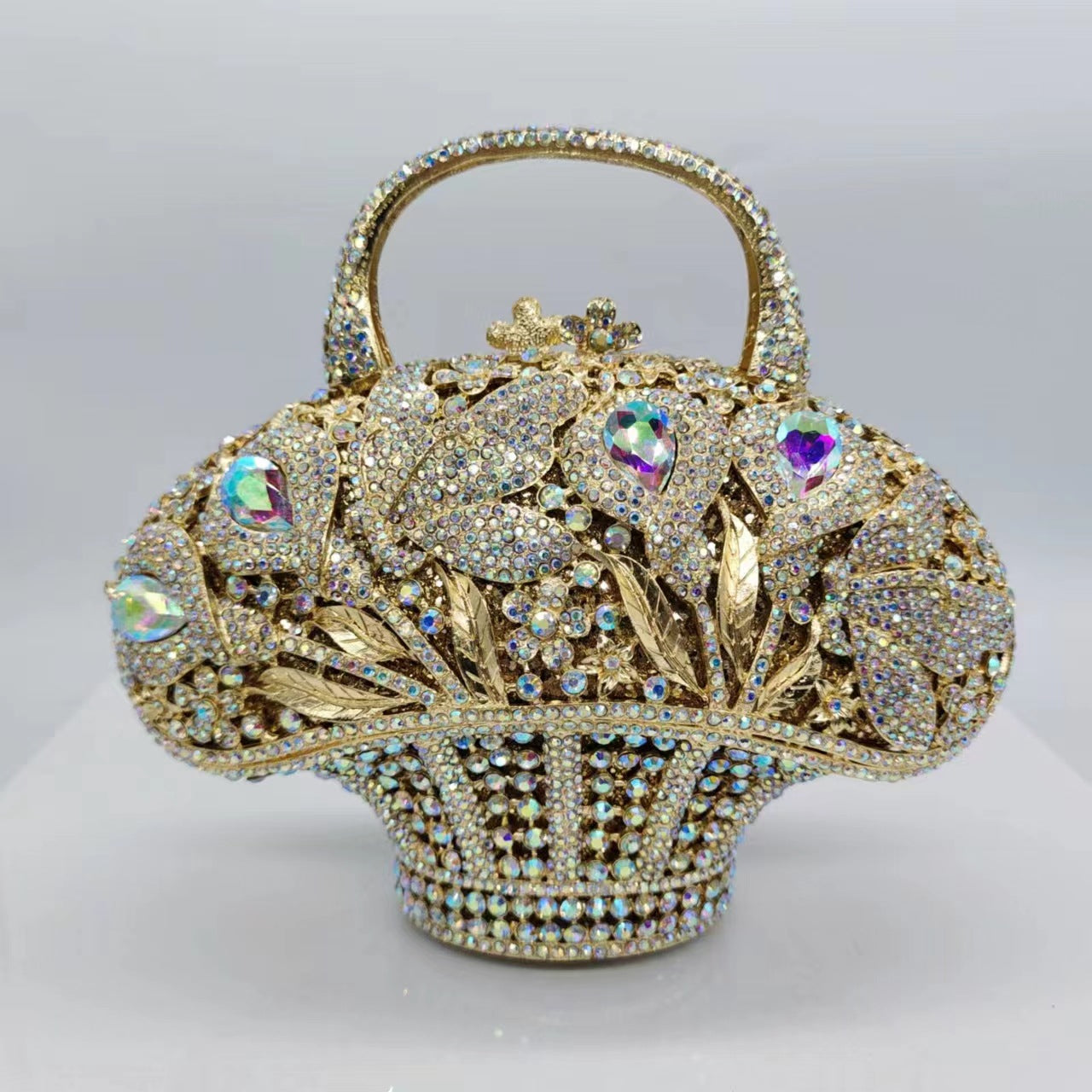 Diamond-Encrusted Signature Banquet Clutch — model wearing