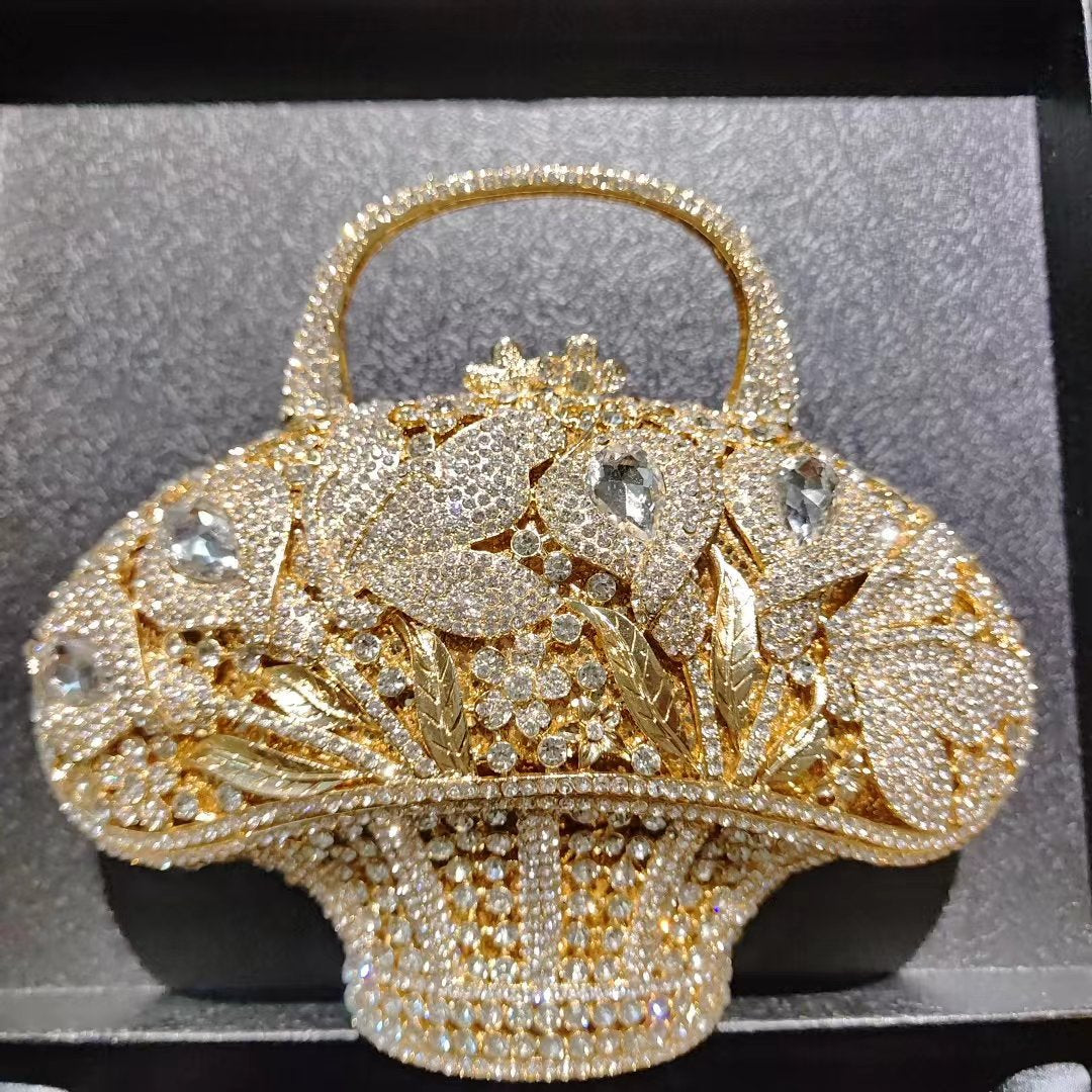 Diamond-Encrusted Signature Banquet Clutch — runway angle