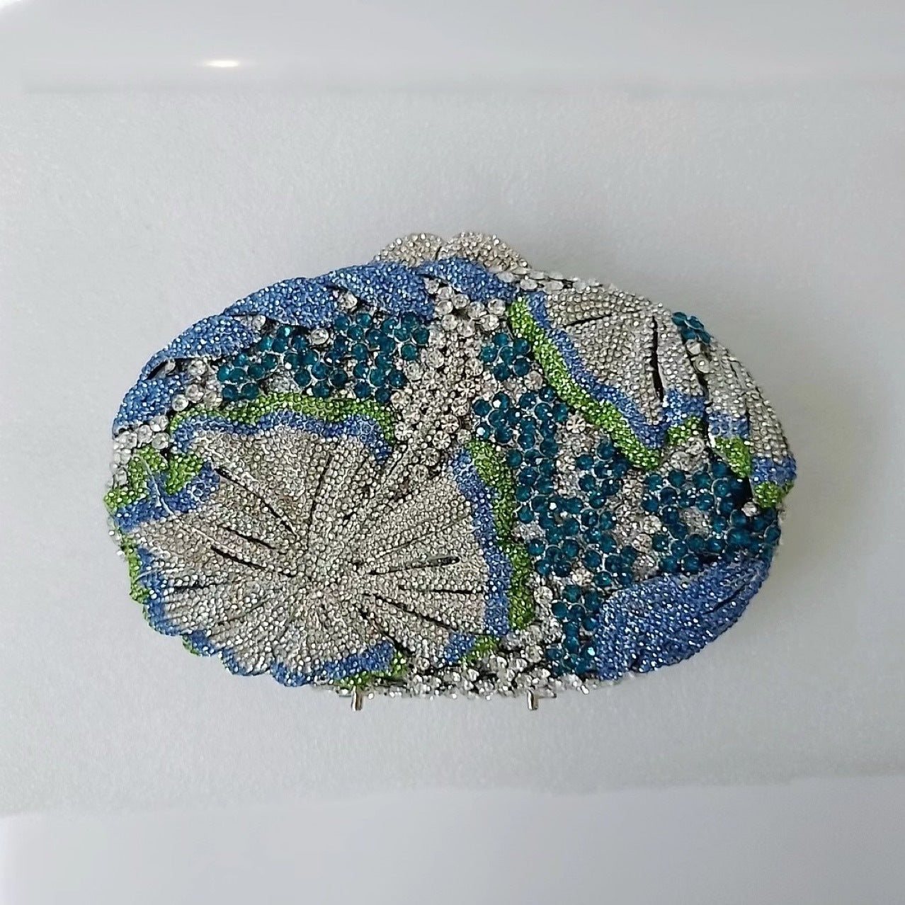 Diamond-Encrusted Signature Banquet Clutch — fabric and detail