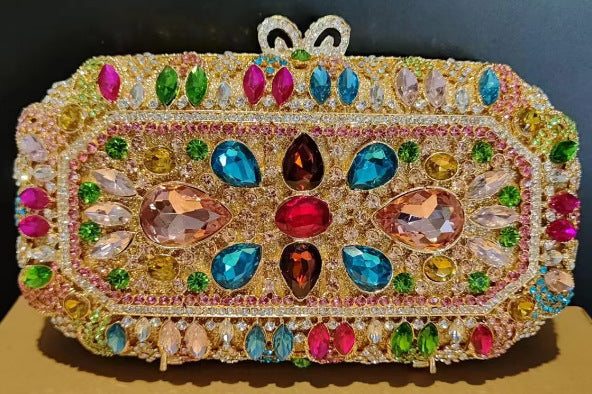 Diamond-Encrusted Signature Banquet Clutch — runway angle