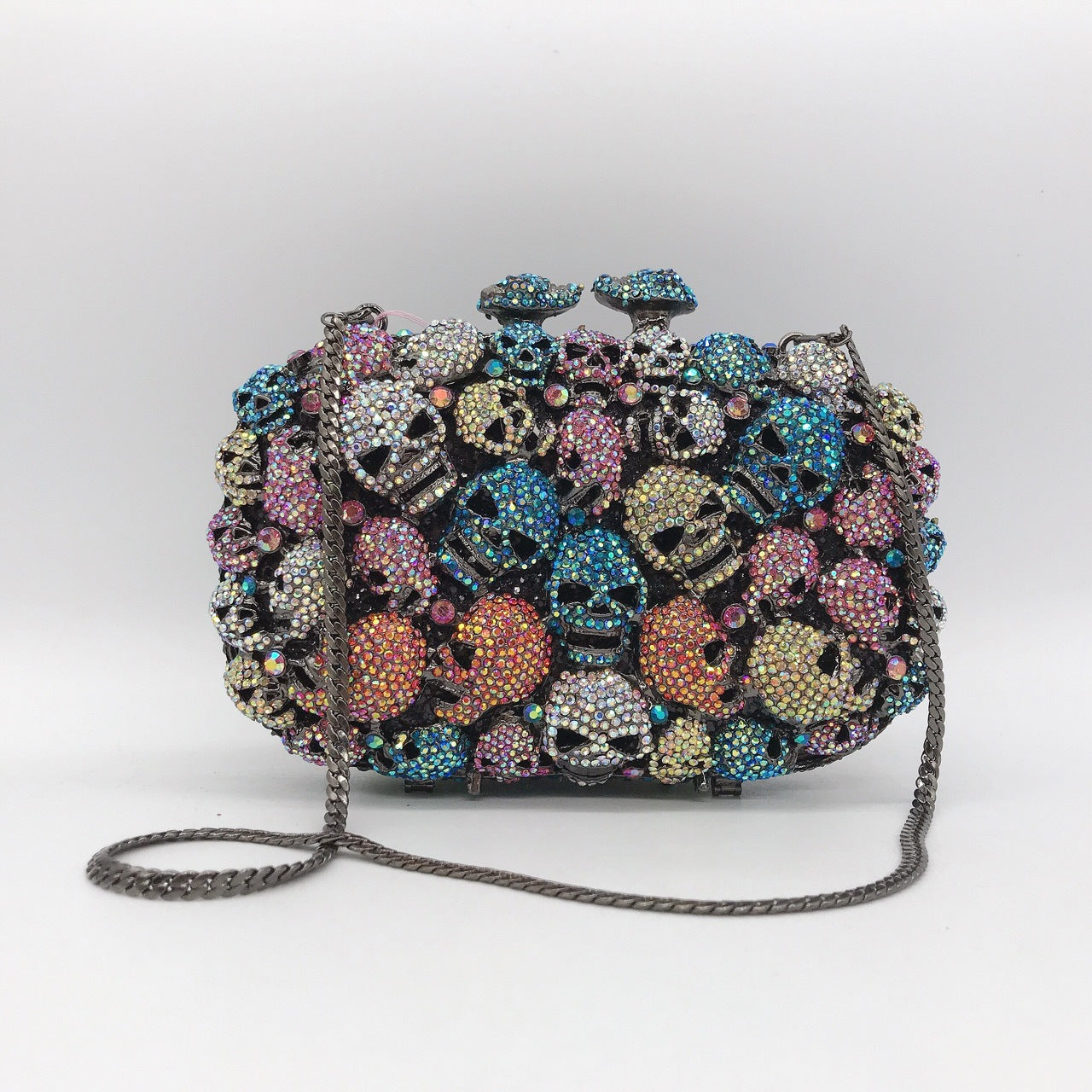 Diamond-Encrusted Signature Banquet Clutch — fabric and detail