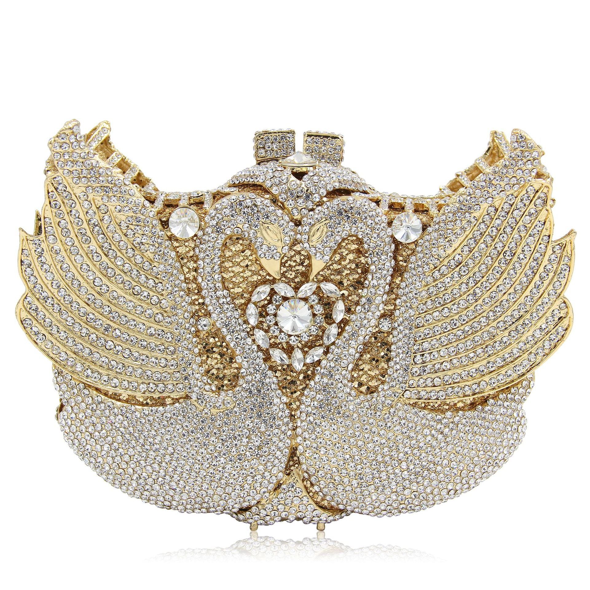 Diamond-Encrusted Signature Banquet Clutch — runway angle