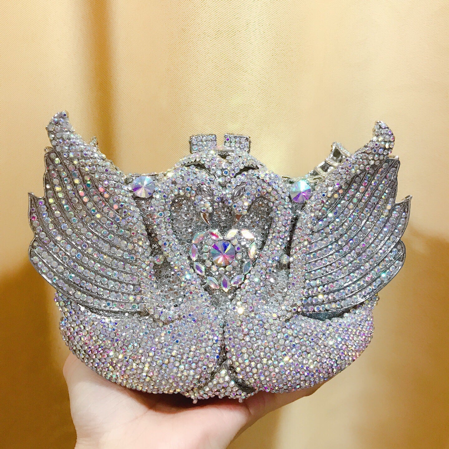 Diamond-Encrusted Signature Banquet Clutch — neckline detail
