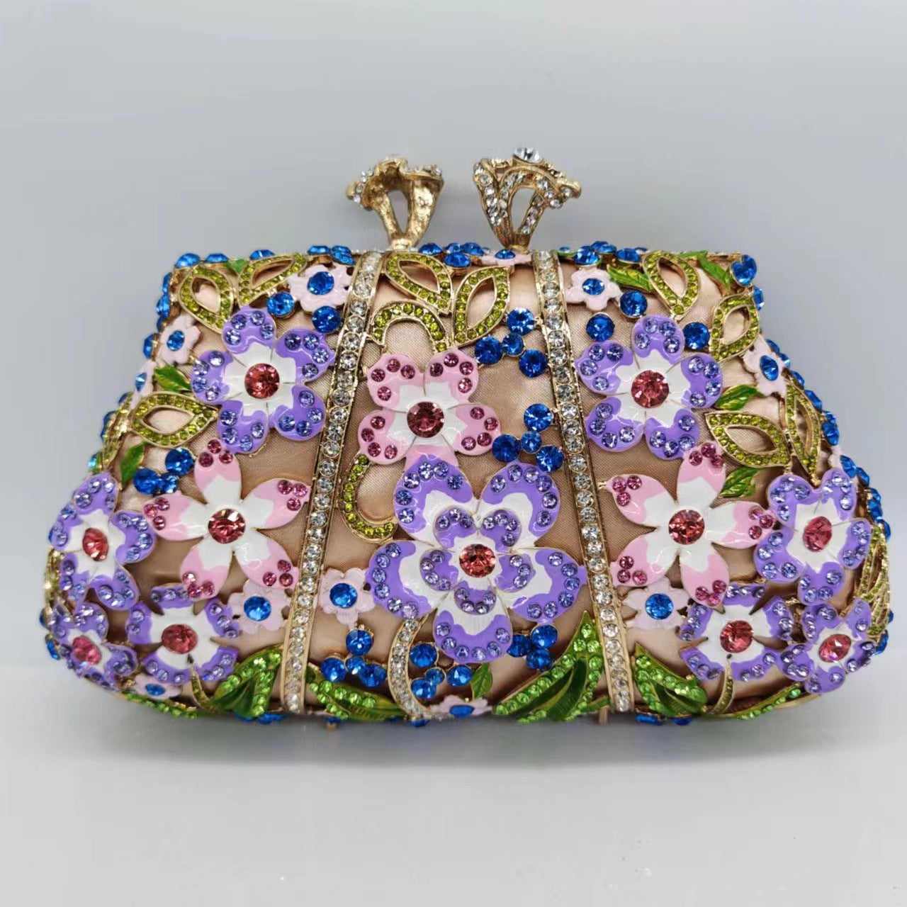 Diamond-Encrusted Signature Banquet Clutch — fabric and detail