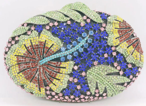Diamond-Encrusted Signature Banquet Clutch — model wearing