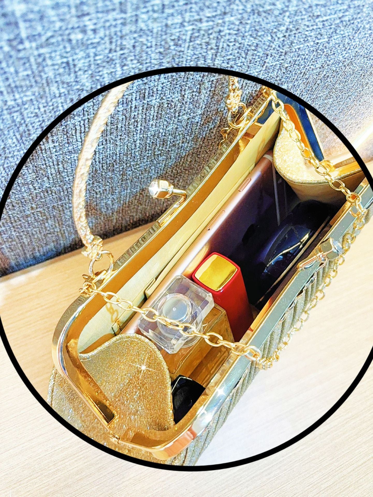 Diamond Tassel Pleated Evening Clutch — styled look