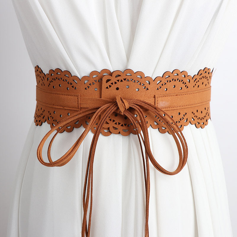 Iris Black Statement Waist Belt — front view