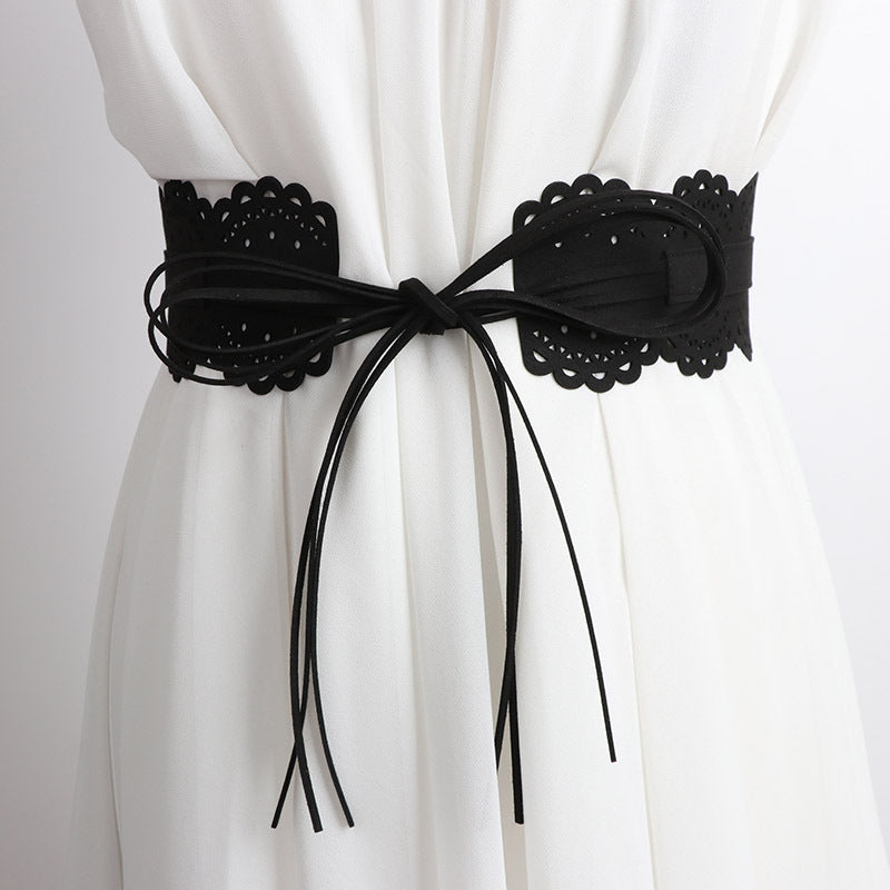 Iris Black Statement Waist Belt — full length