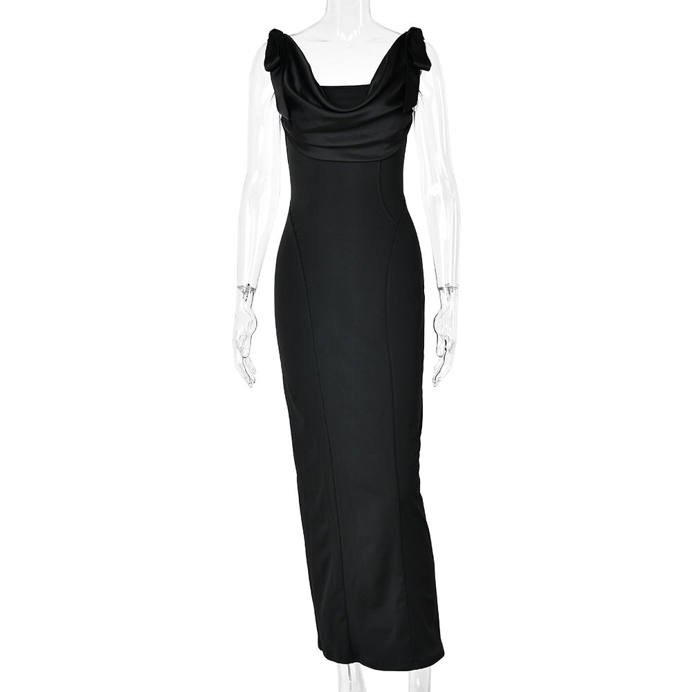 Elvira Cowl-Neck Bow-Strap Column Evening Dress - photo 5 | Orabella