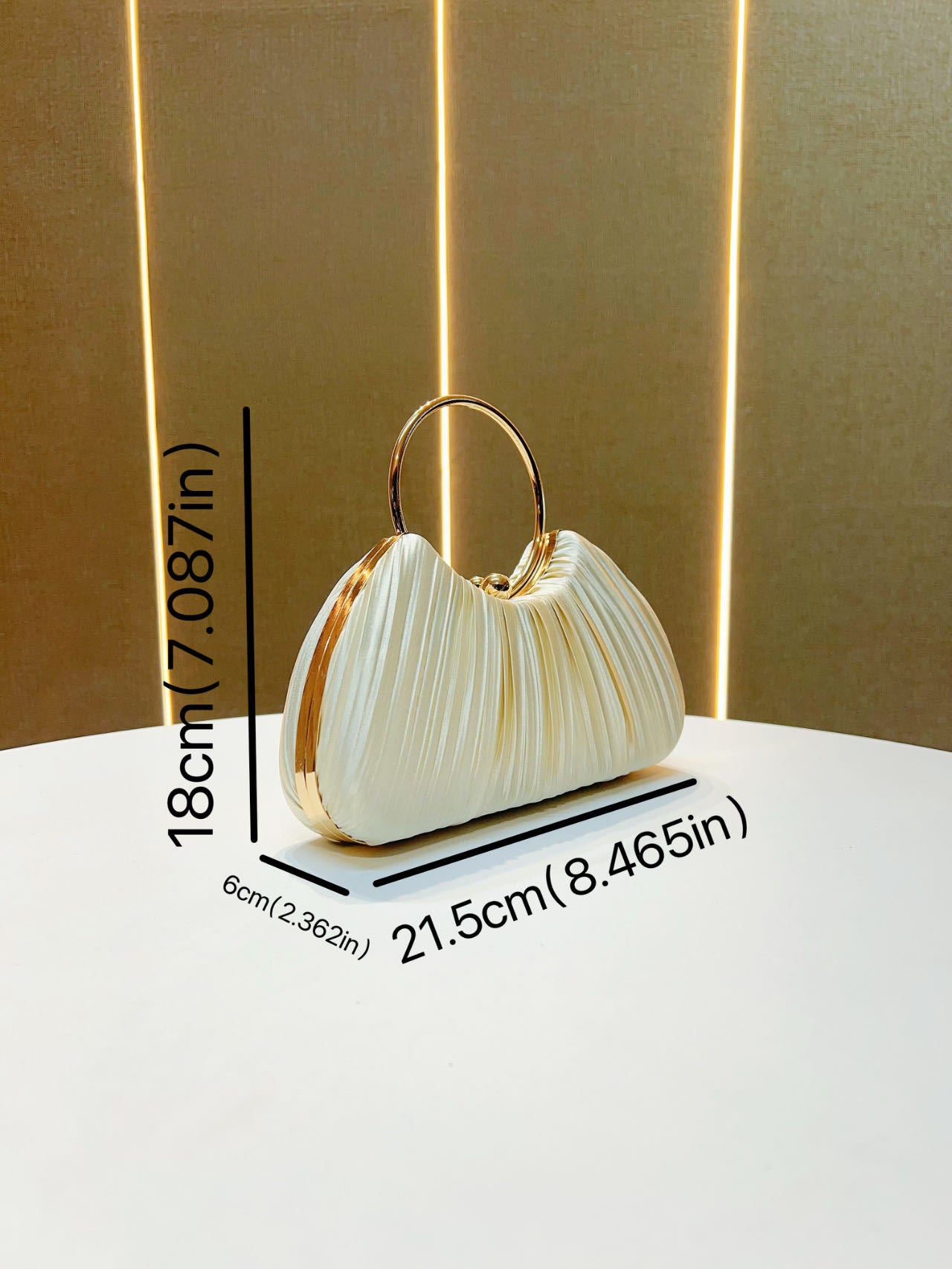 Emmeline Pleated Satin Ring Handle Evening Bag - additional view 5