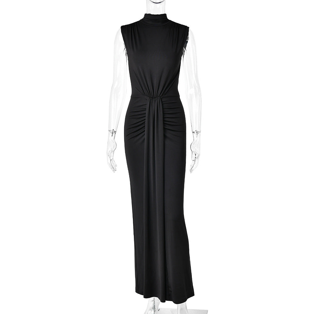 Enora Mock-Neck Ruched Twist Column Gown - photo 5 | Orabella
