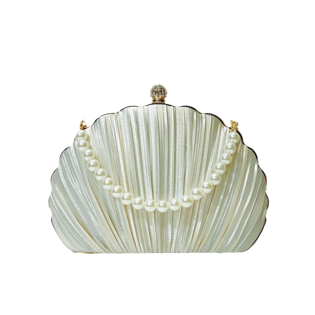 Fabienne Pleated Shell Pearl Handle Evening Clutch - additional view 5