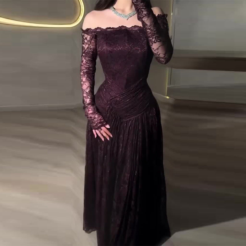 Federica Teal Lace Off-Shoulder Long-Sleeve Gown - photo 6 | Orabella