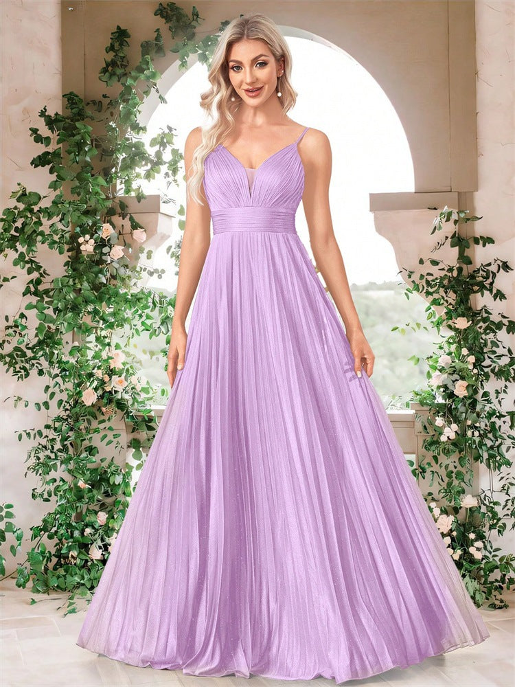 Flavia Glitter Pleated Deep V Maxi Gown - additional view 10