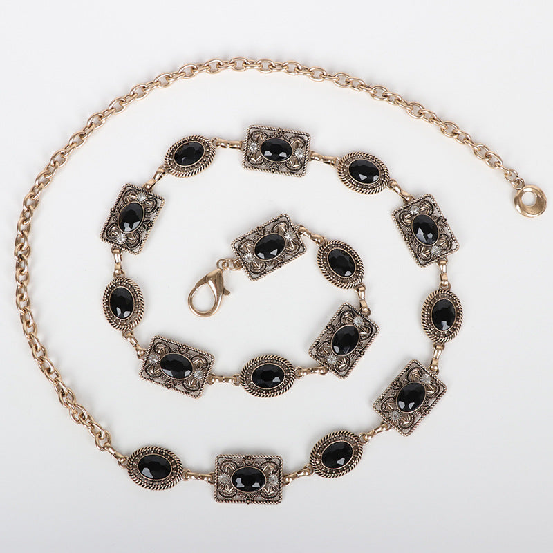 Fleur Black Statement Waist Belt — close-up detail