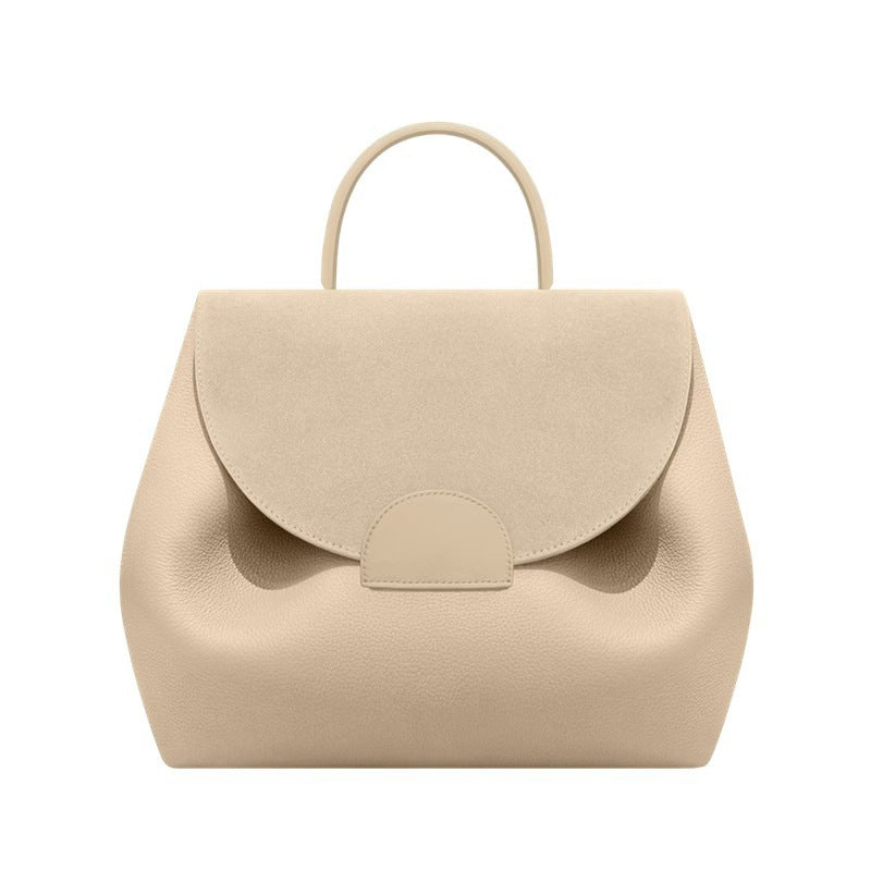 Florentine Pebbled Leather Curved Flap Handbag - back view