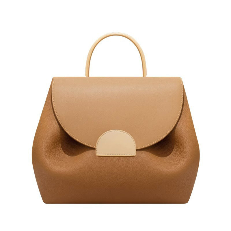Florentine Pebbled Leather Curved Flap Handbag - detail view