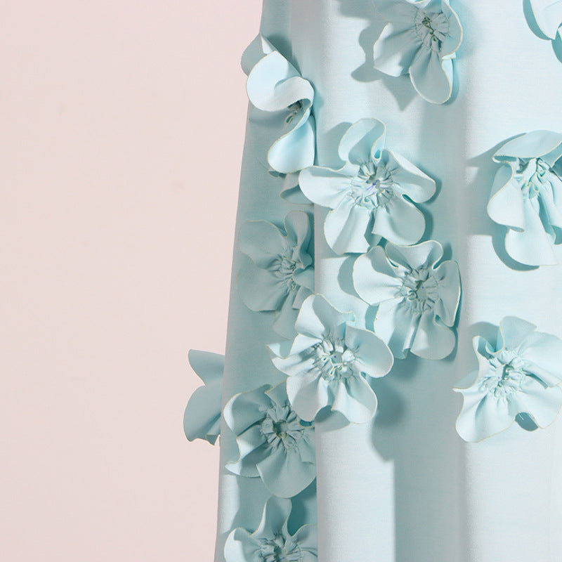 Lavender High-Neck Dress with Floral Detailing - Image 5