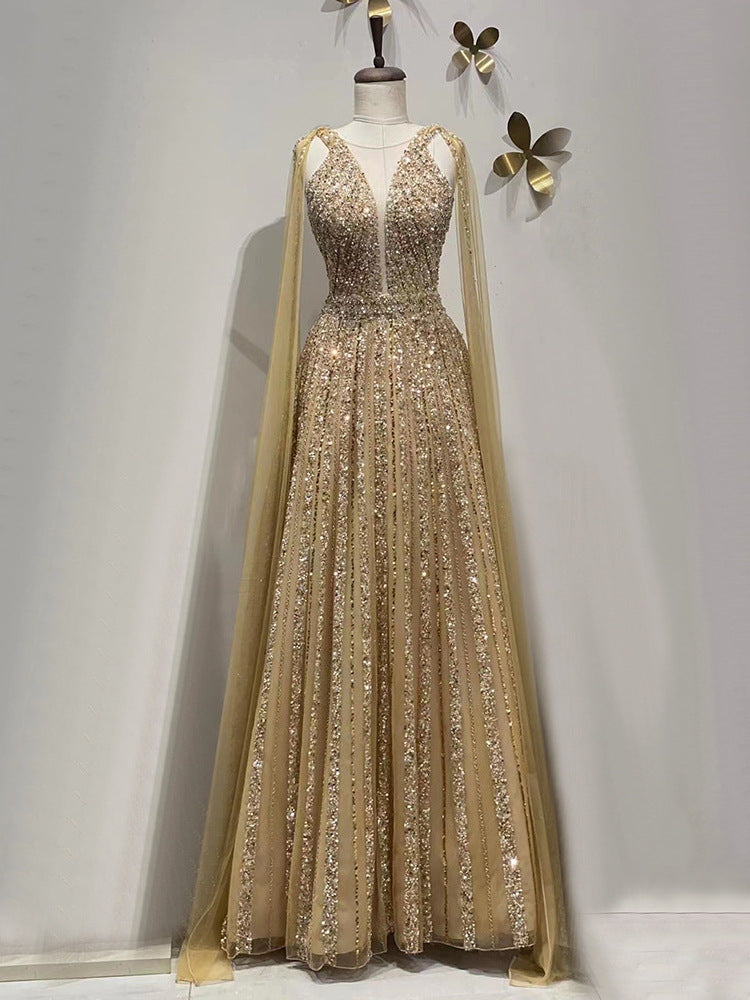Elowen A-Line Floor-length Evening Gown — front view