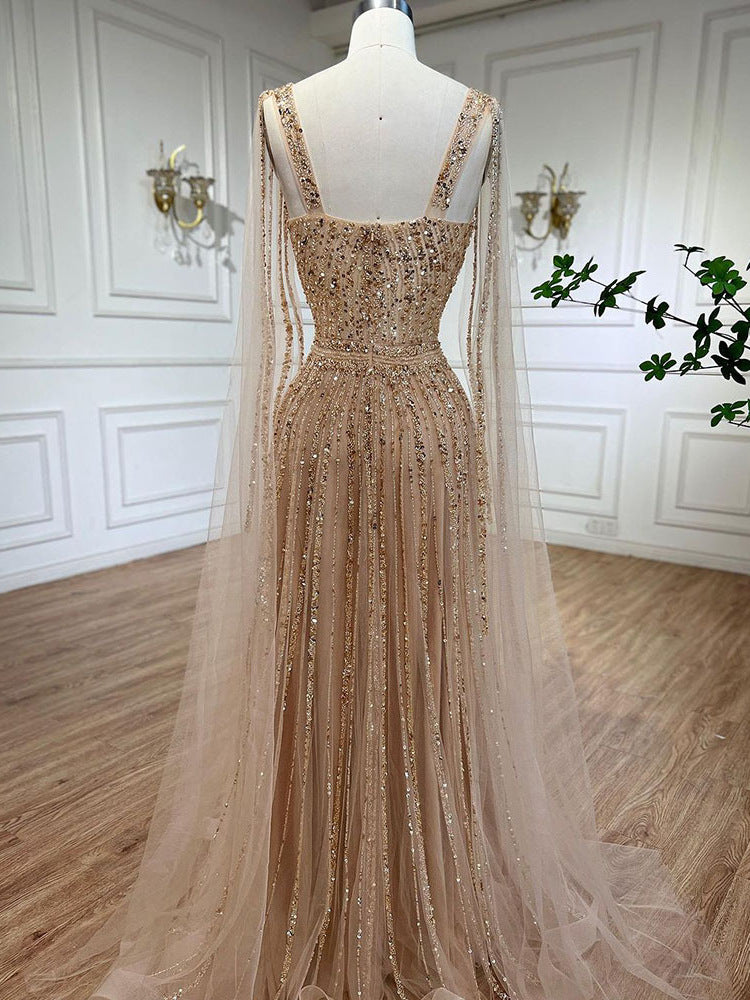 Elowen A-Line Floor-length Evening Gown — fabric and detail