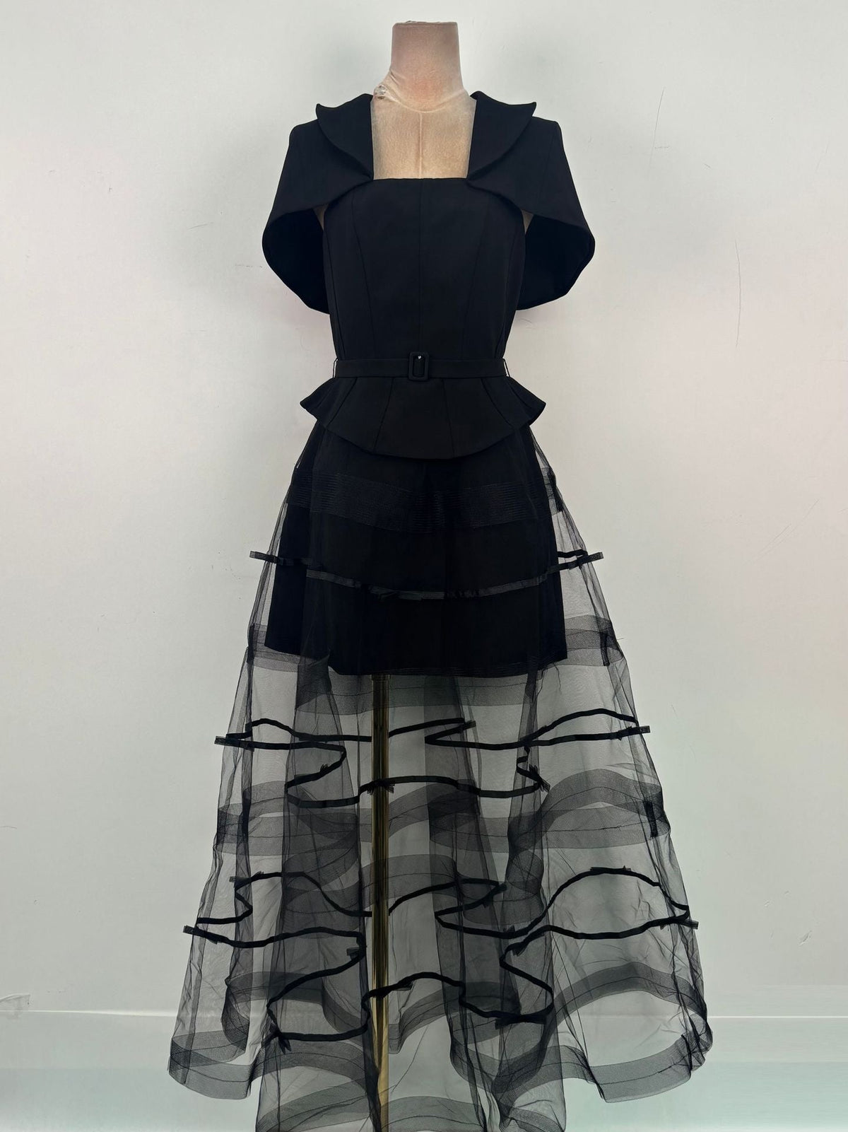 Francesca Black Strapless Tulle-Overskirt Dress and Bolero Set - photo 6 | Orabella