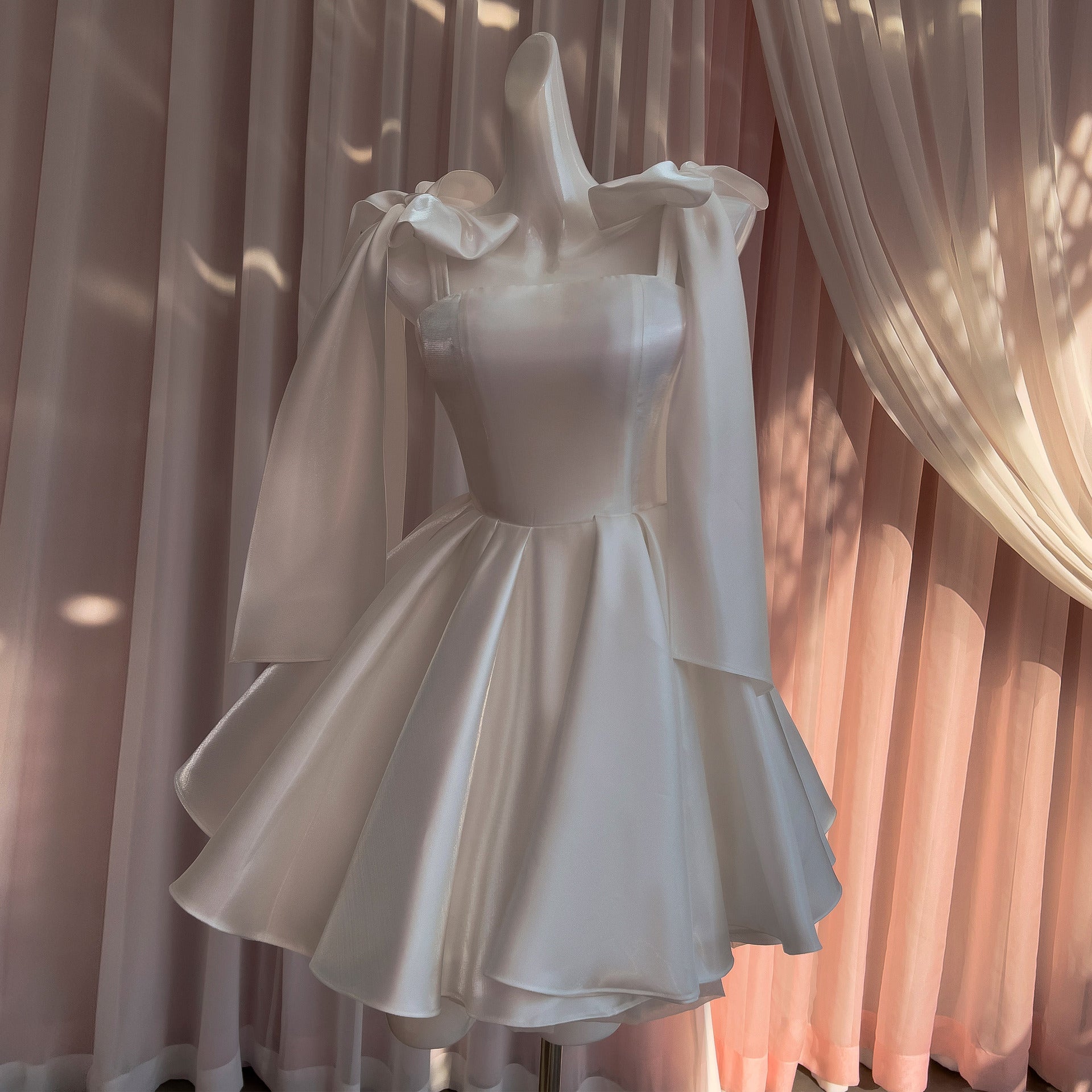 Mireille Black Satin Strapless Dress — front view