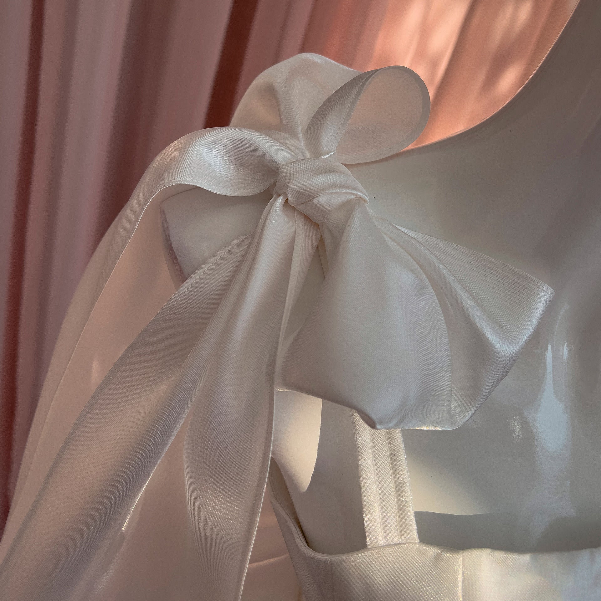 Mireille Black Satin Strapless Dress — fabric and detail