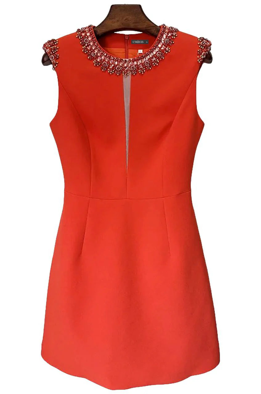 Cerise Halo JewelCollar Mini Dress